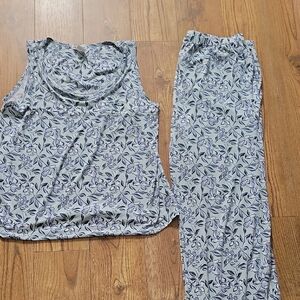 Floral Print Pajama Set - Blue